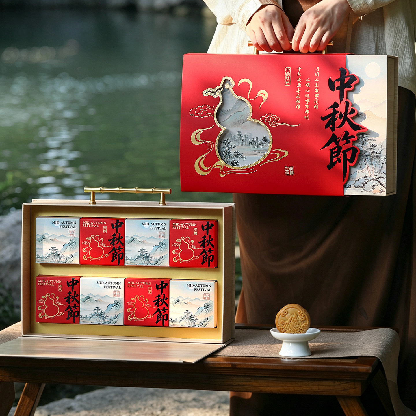 中秋月饼盒高档礼盒空盒定制8粒中式批发复古包装盒子100克礼品盒