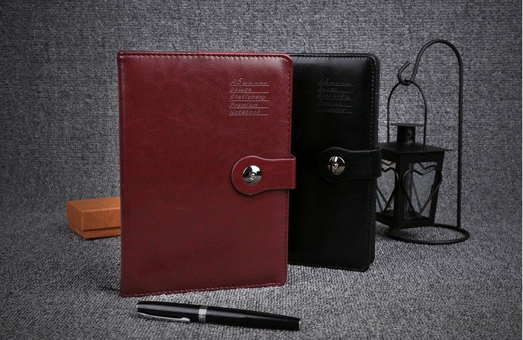 包邮博文笔记本子厚 皮质按扣记事本商务记事本会议记录A5 B5