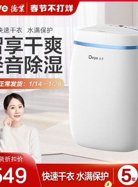 德业除湿机家用吸湿室内静音抽湿干燥机12L工业DYD-E12A3机抽湿器