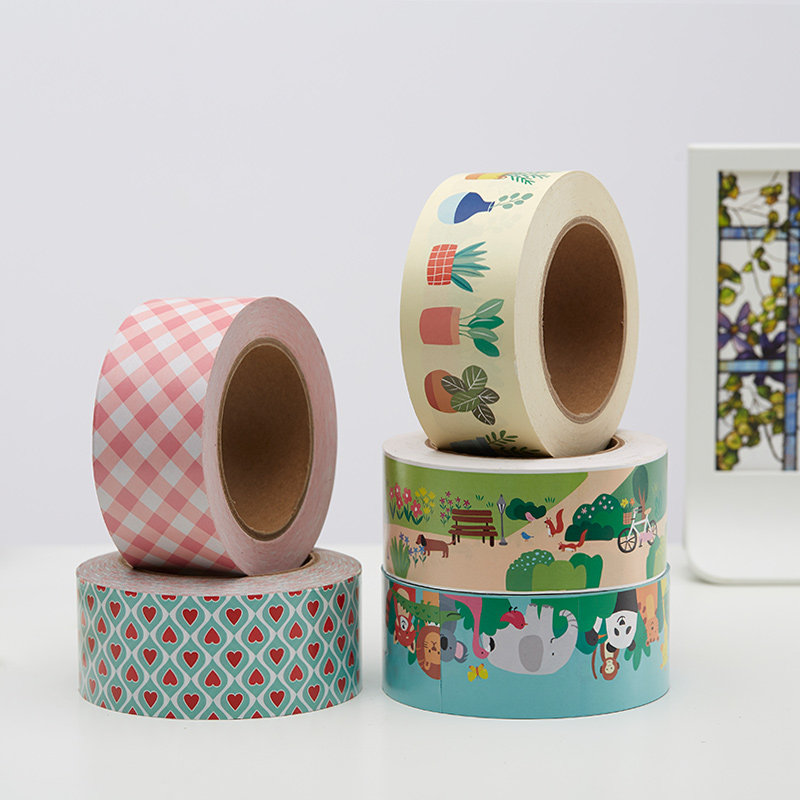 牛皮纸胶带卡通图案包装胶带彩色装饰胶带电商打包可爱风格可定制
