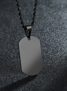 跨境不锈钢军牌项链来图一件激光雕刻双面情侣照片刻字吊坠