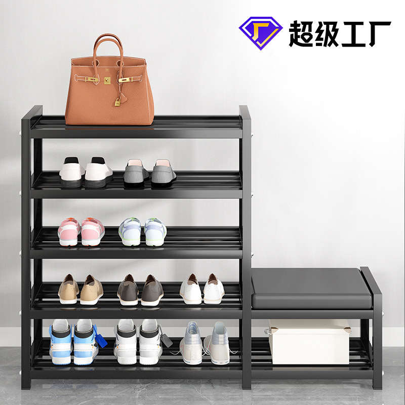 鞋架子门口多层带坐凳收纳鞋简易玄关家用出租屋鞋柜分层架
