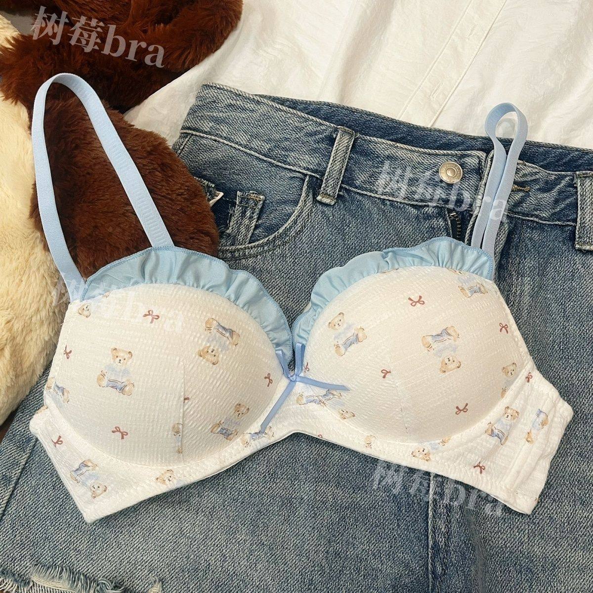 软萌小熊bra 显瘦大码女孩薄款内衣女大胸聚拢收副乳防下垂文胸罩,女士内衣/男士内衣/家居服,少女文胸,淘宝优惠券,粉丝福利购,淘宝优惠卷