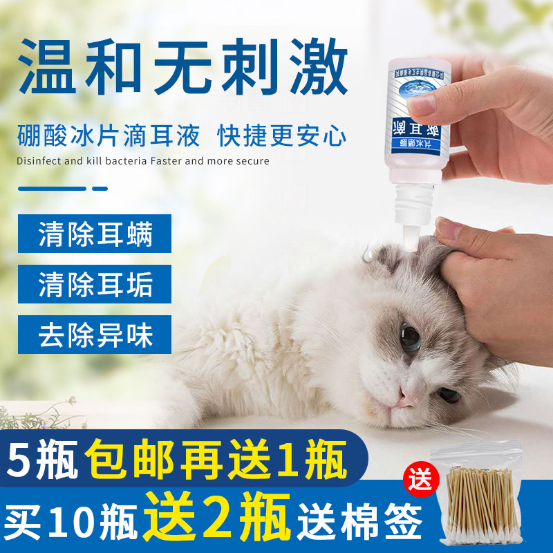 硼酸冰片滴耳液猫狗滴耳液真菌用于耳炎耳螨清洁10送2猫耳朵清洗