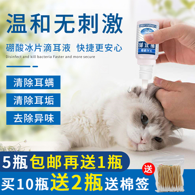 硼酸冰片滴耳液猫狗滴耳液真菌用于耳炎耳螨清洁10送2猫耳朵清洗
