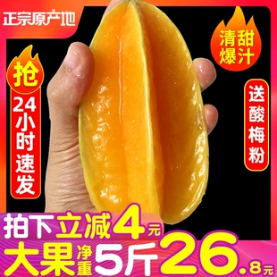 福建漳州甜杨桃5斤水果当季 整箱洋桃鲜果新鲜红扬桃五角星10阳桃