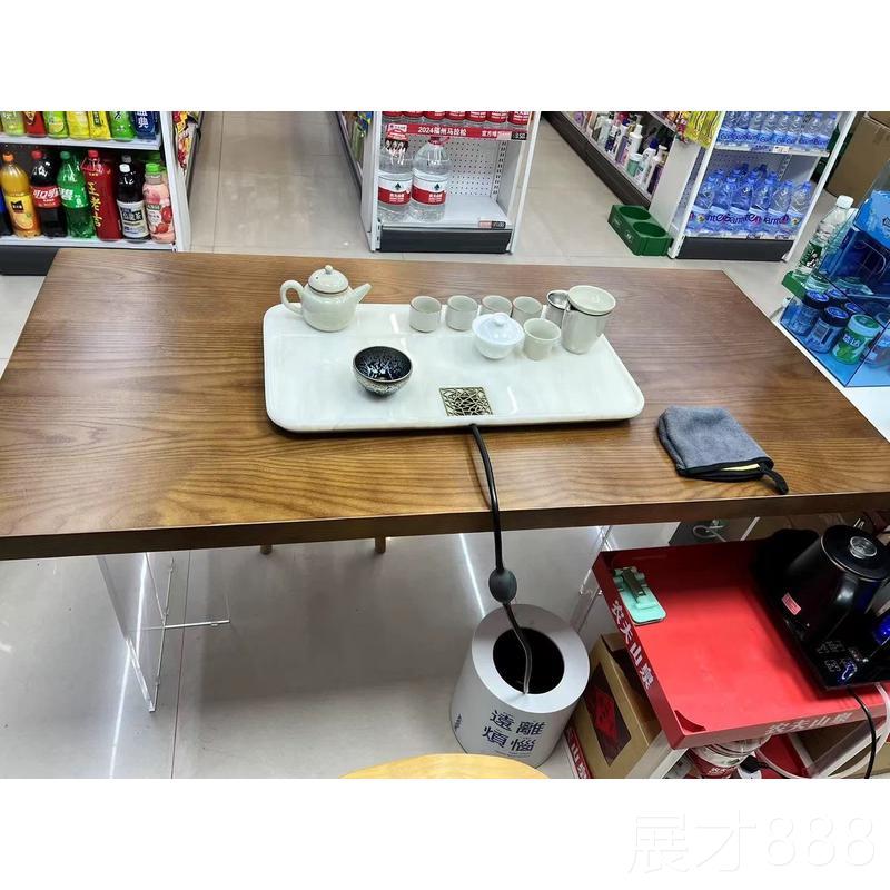 正品实自然边茶桌现代木简悬室浮白约蜡木大板办公泡茶桌胡桃木阳