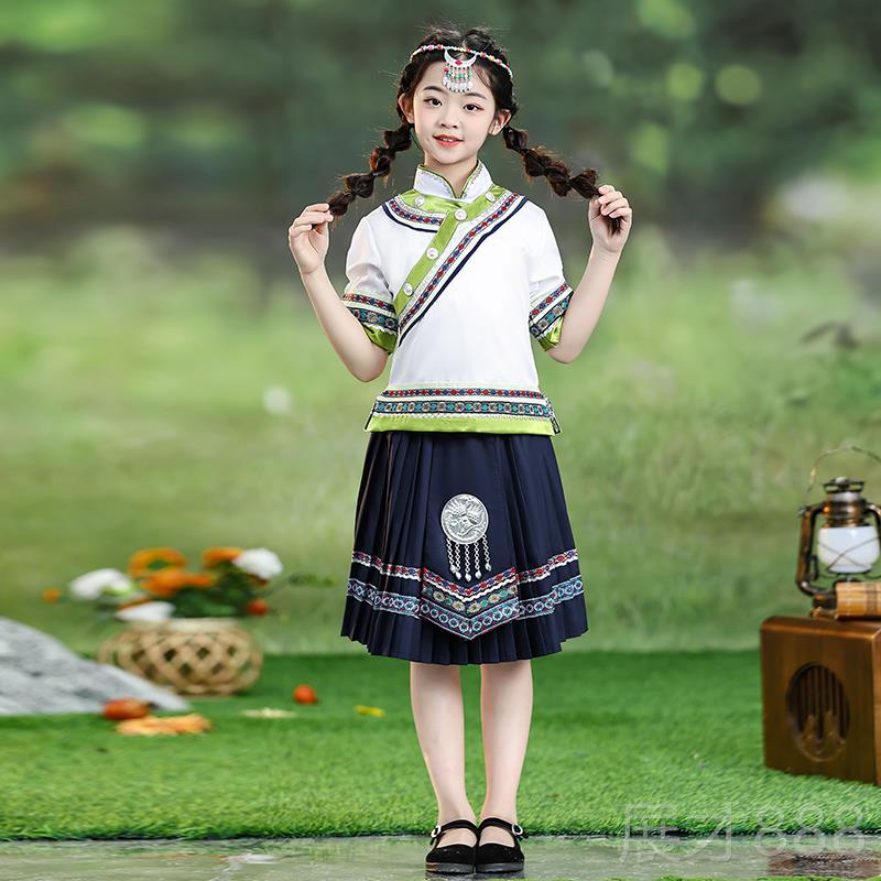 正品童儿族壮族月三服三装少数民族男女童彝族哈尼族黎竹竿舞演出