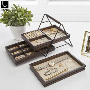 正品ubra阶式首饰梯架子实木多层桌面置物展示架化m妆品收纳盒家