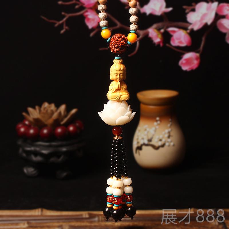 正品普陀山汽车挂件后装高饰品内吊饰小佛档车视镜男女平安车载挂