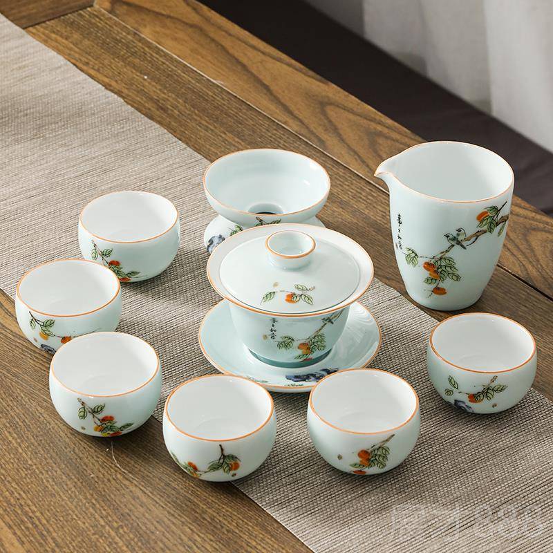 正品凌胜事客事整如意青瓷功家夫茶具套装用厅小套简约陶瓷套泡茶图片