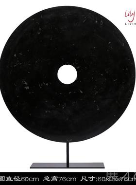 正品创意黑玉璧摆件店家居装饰客新中式电柜视现代简约酒样板房厅