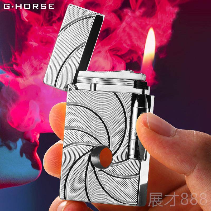 正品神骏GHORSE精品轻奢朗声打火机黄充铜礼纯品性子个弹孔清脆气