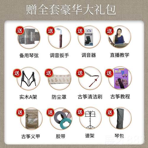 正品驰韵古筝级一米挖筝2人1弦成奏初学教学儿童便携式演级十级考