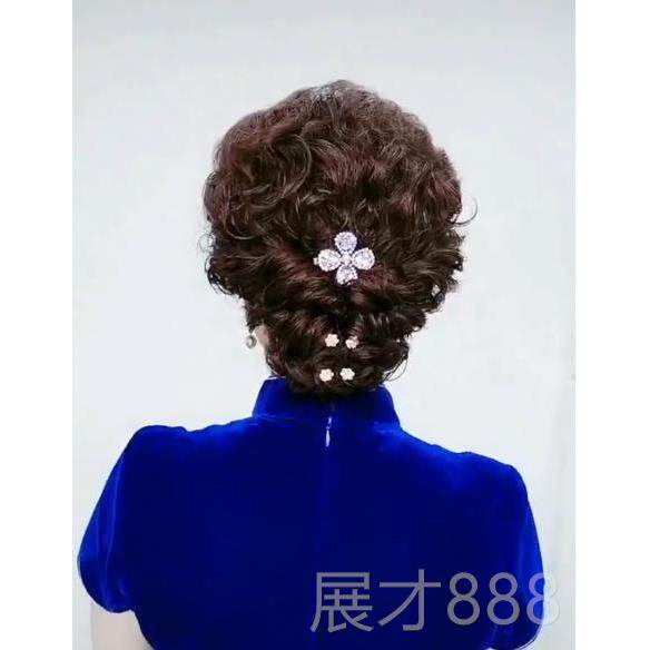 正品50 6岁假发头女士大码假发发套妈0妈中老年真发全真人发套盘
