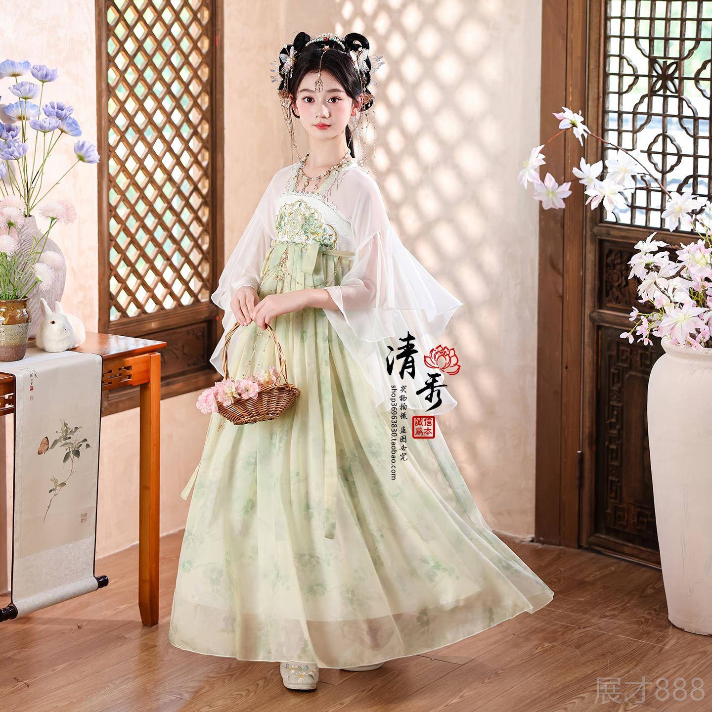 正品童汉服秋超春仙中国风唐装儿童古装襦裙女孩古风女演小出服连