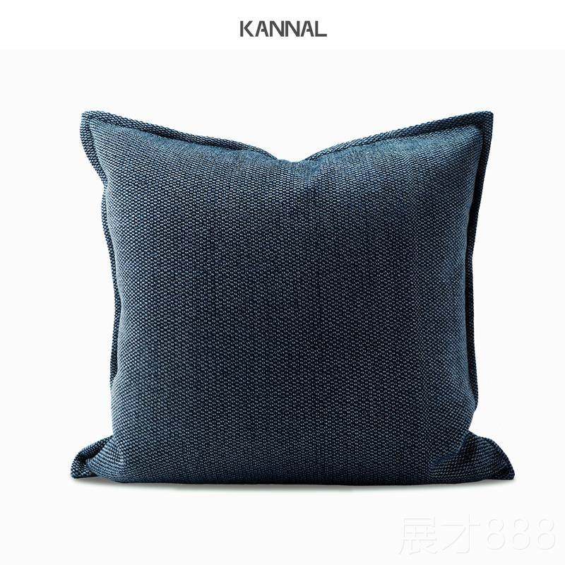 正品深澜』现深蓝『色靠包棉厅麻布抱枕客沙靠枕样板间售楼处方枕