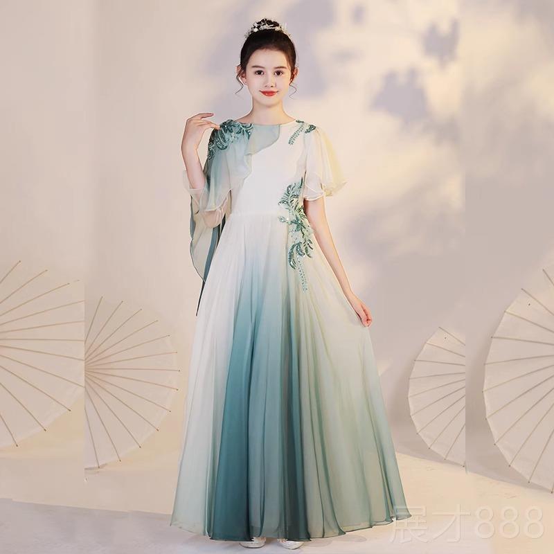 正品2024新中国风女服童弹古筝演款出服儿童民乐演礼奏大合唱主持