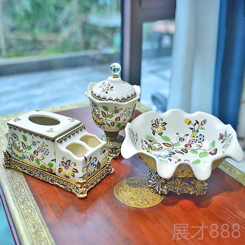 正品客陶瓷水果式家用大号果盘干果厅盘欧盘美式桌面收纳茶几装饰