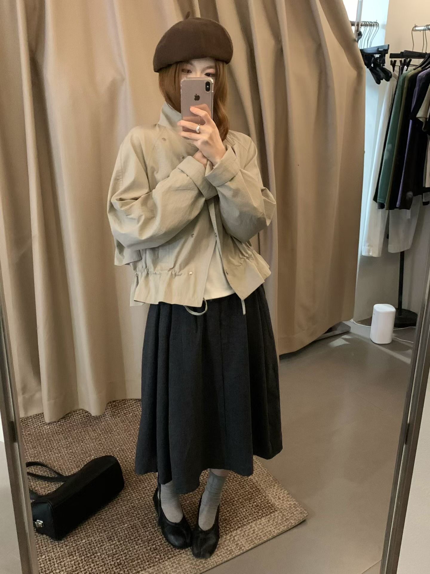 小版型立领斜扣设计收腰抽绳短外套女2026秋小个子叠穿夹克上衣