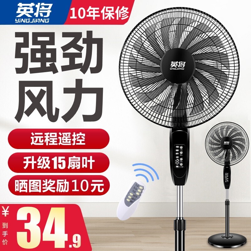 电风扇家用落地扇静音遥控宿舍摇