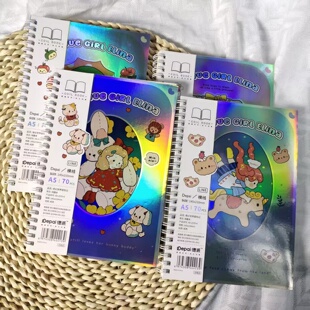 德派A5线圈本70页横线本卡通可爱女孩软面抄写本学生通用笔记本