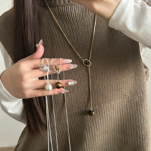 珍珠长款 毛衣链可调节配饰 吊坠项链女秋冬百搭高级感小众设计师款