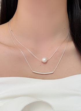 设计师款双层珍珠微笑锁骨链