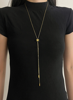 凯旋门长款流苏项链女2024年新款轻奢小众设计高级感可抽拉毛衣链