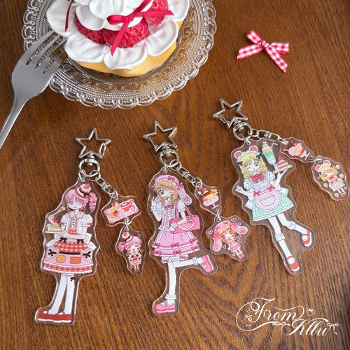 可露露原创昭和点心屋亚克力挂件书包挎包钥匙扣可爱复古少女