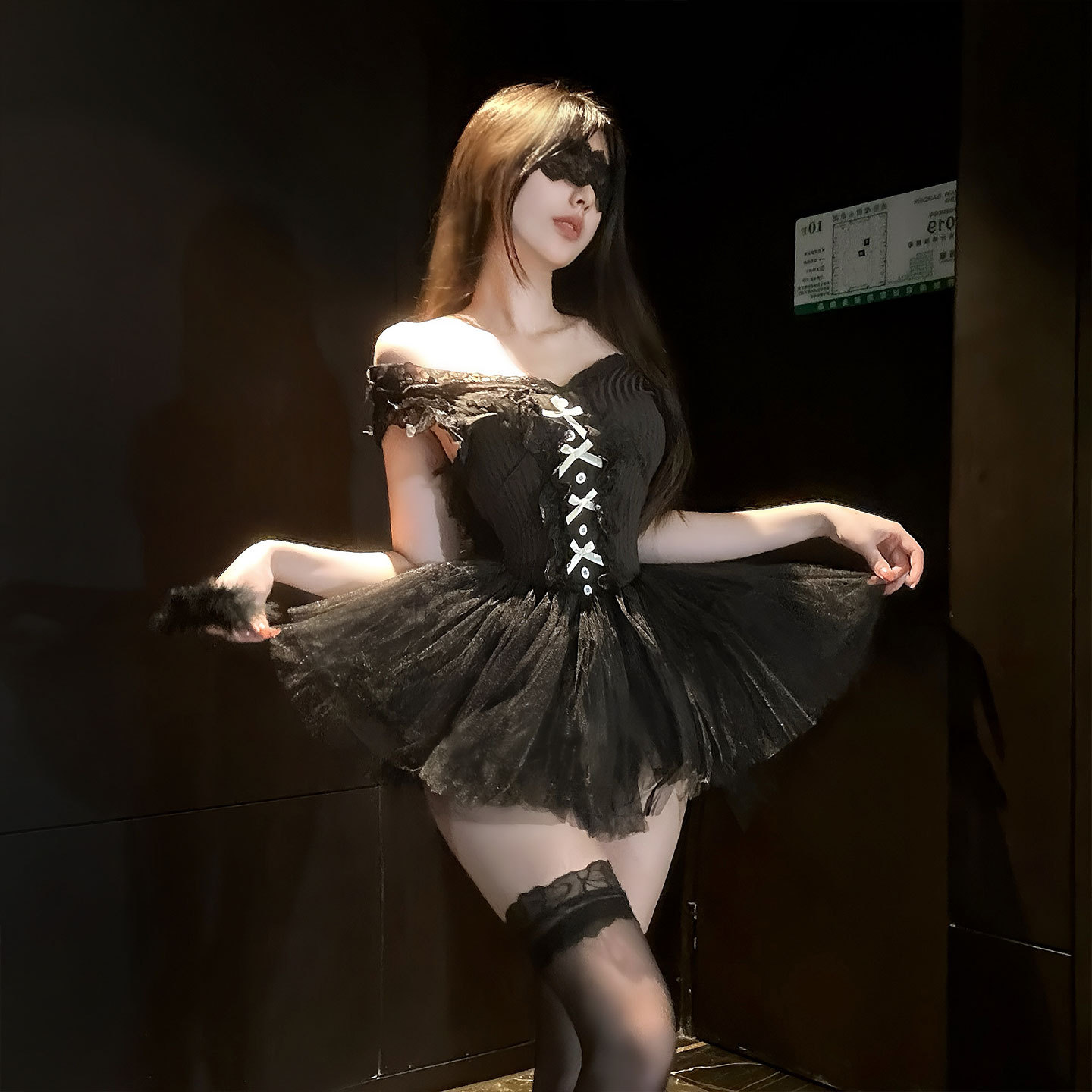 性感纯欲睡衣高级感趣味婚纱制服情趣衣服网纱蕾丝一字肩蓬蓬睡裙
