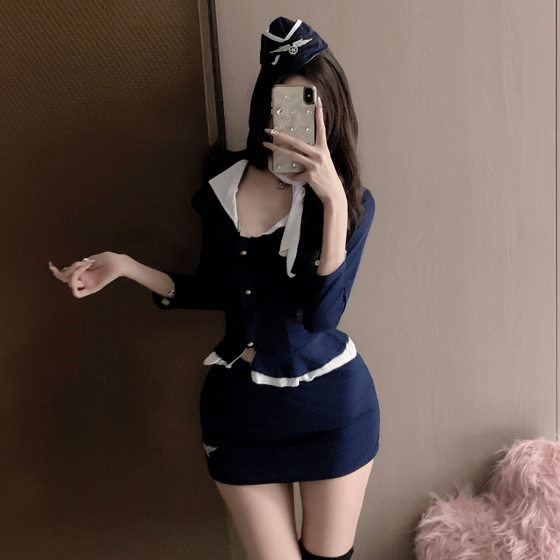 欧美性感教官制服夜场角色cos办公室加大码OL秘书空姐机长包臀裙