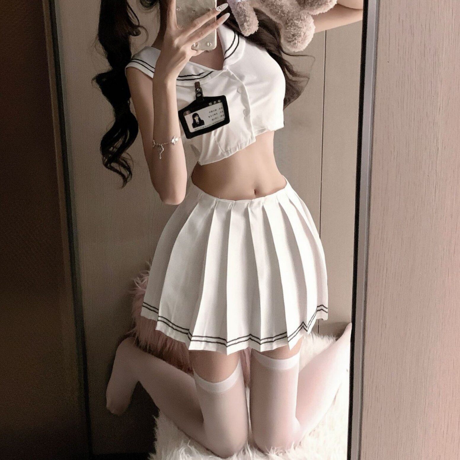加大码甜辣妹纯欲风多巴胺穿搭海军风JK学院风小个子性感超短裙女