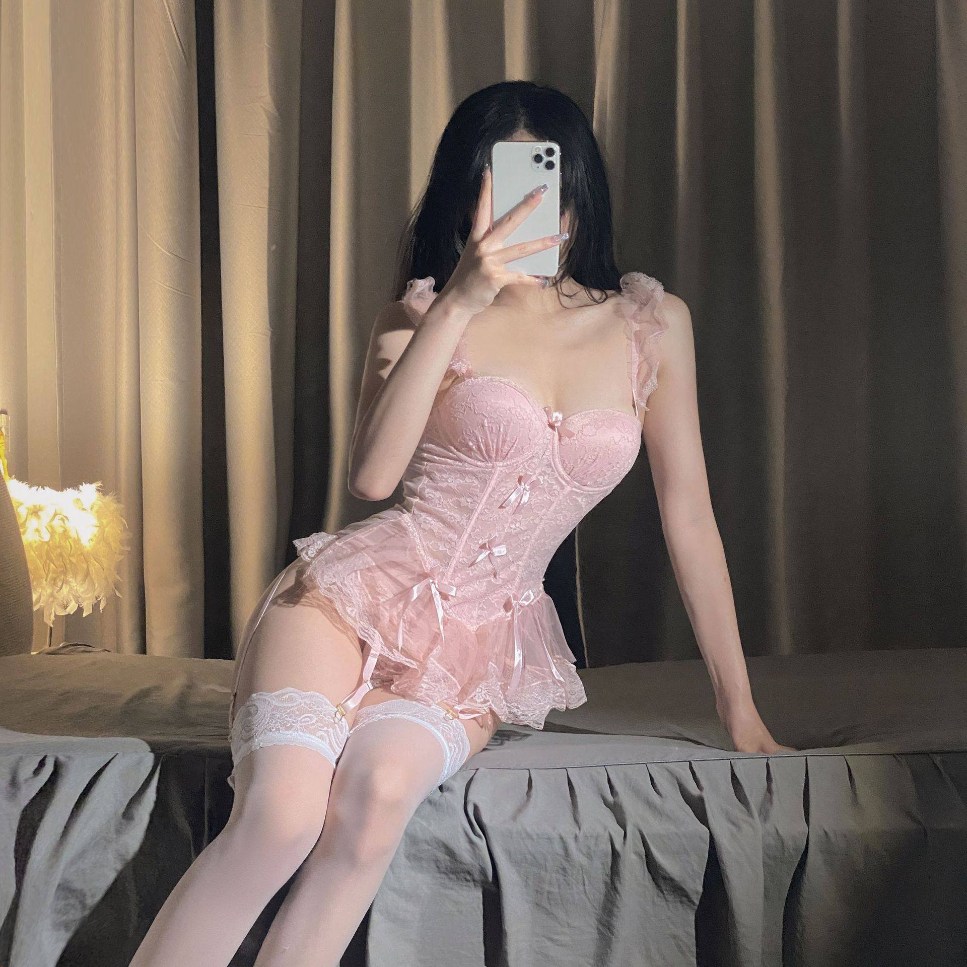 私房纯欲网纱鱼骨胸衣外穿性感蕾丝内衣套装情趣小胸聚拢钢托睡裙,女士内衣/男士内衣/家居服,肚兜,淘宝优惠券,粉丝福利购,淘宝优惠卷