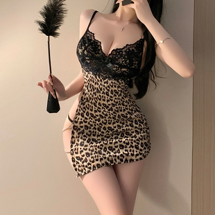 情感趣味内衣女小胸火辣套装床上情调诱惑性感纯欲睡衣豹纹吊带裙