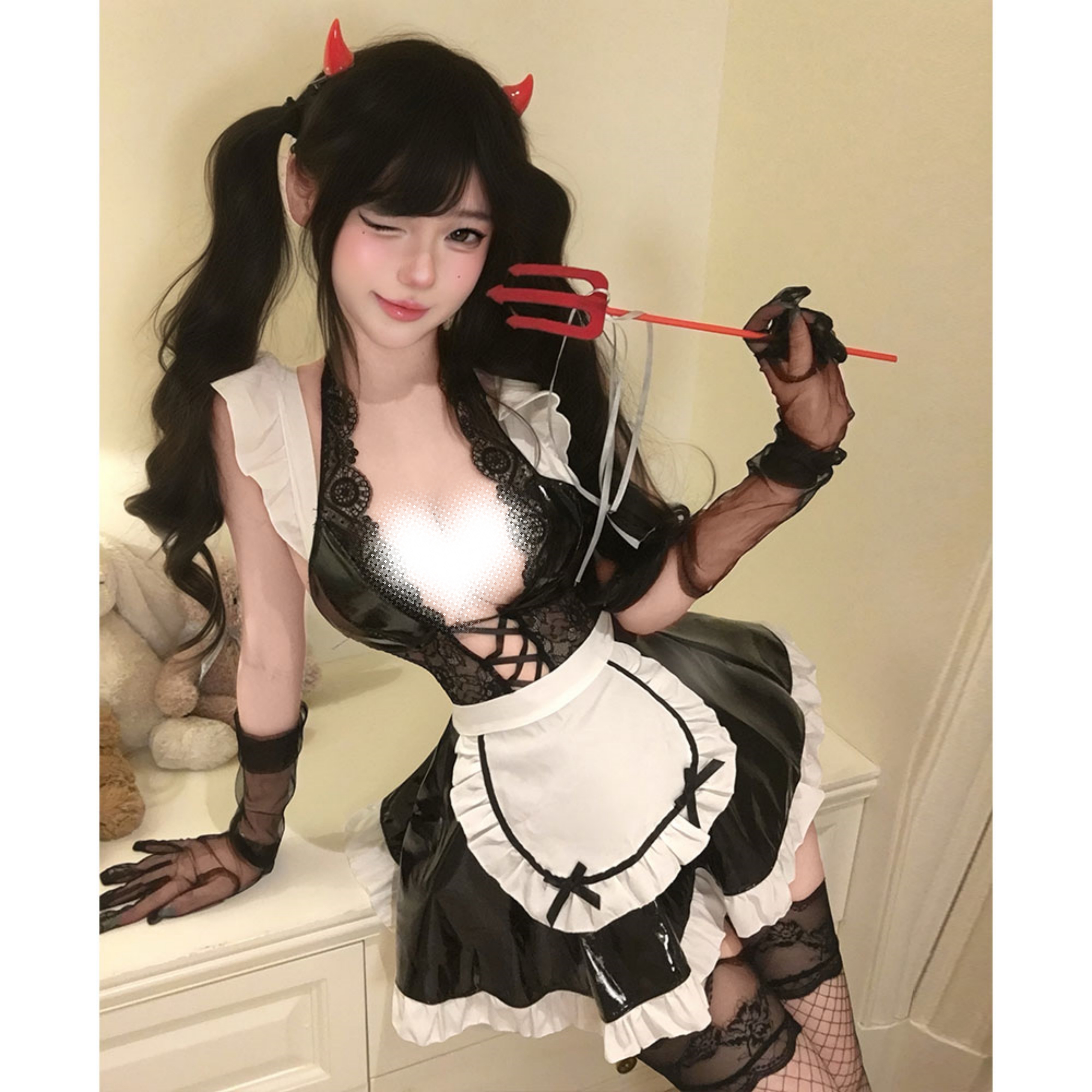 原创大码情趣味内衣qq性感万圣节蕾丝大尺度女仆套装纯欲诱惑制服
