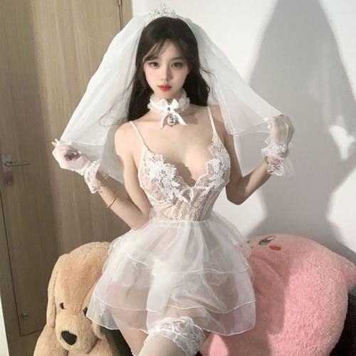 性感睡衣情趣婚纱cos透视新娘装制服角色扮演床上诱惑装衣服 qqny