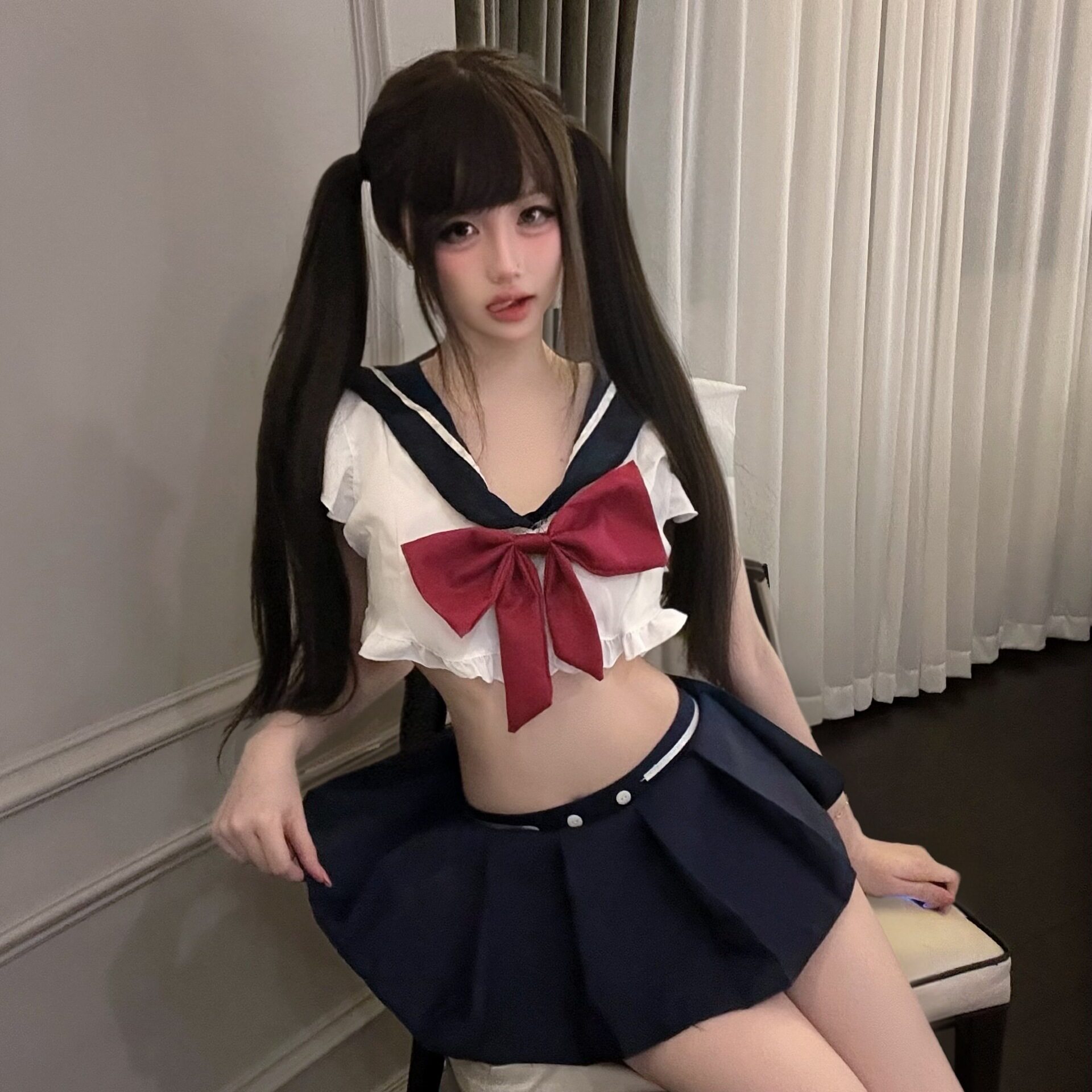 加大码情趣性感内衣学院风超短裙制服纯欲诱惑睡衣辣妹水手服站袍