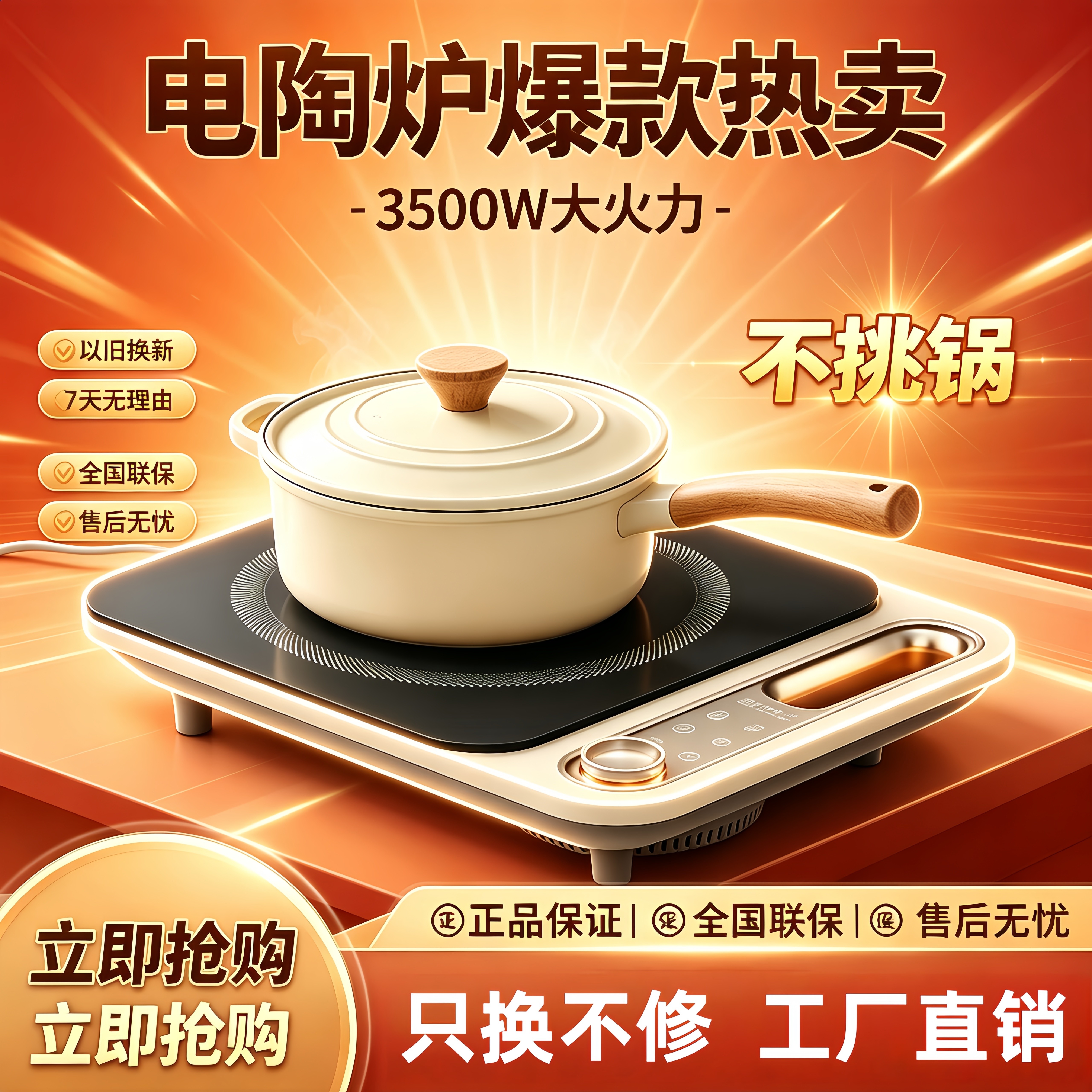 致力3500W红外光波电陶炉不挑锅图片