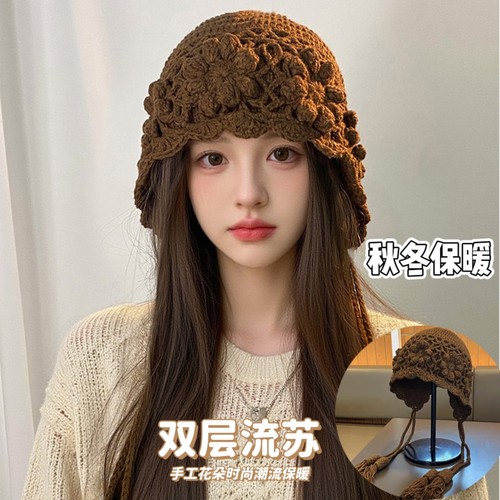 毛线帽女秋冬川西旅游百搭时