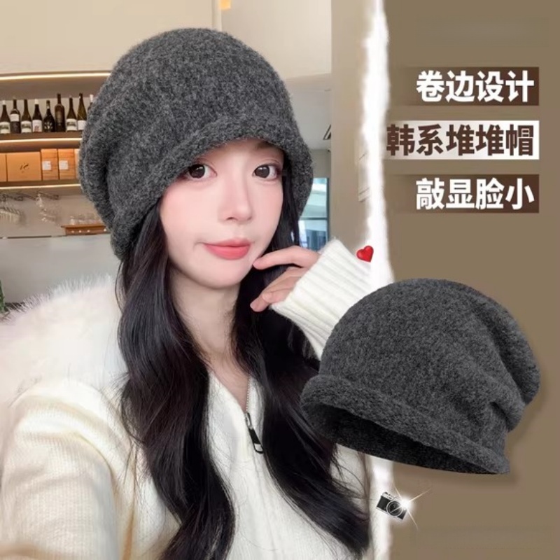 毛线帽女秋冬冷帽大头围