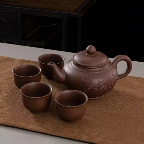 紫砂壶朱泥大容量茶壶 中式过滤泡茶壶 大号家用单壶功夫茶具套装