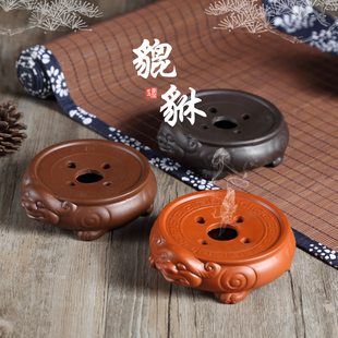 宜兴紫砂壶摆件貔貅底座圆形壶垫壶承壶托功夫杯垫茶道茶垫养壶盘