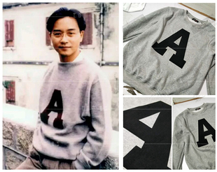 张国荣哥哥抓绒圆领卫衣字母A同款休闲宽松上衣服装男女装