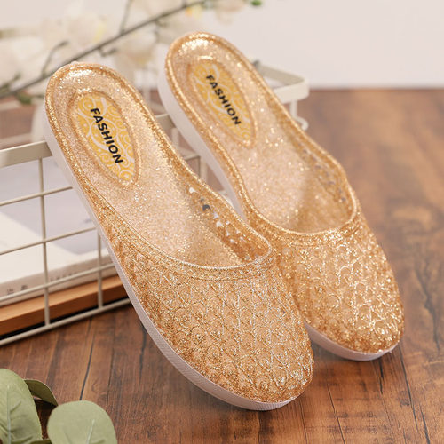 包头拖鞋女浴室居家散步软底洞洞