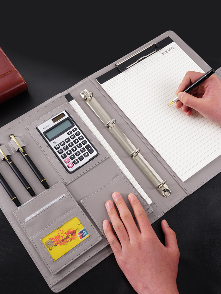 A4多功能文件夹皮革活页管理文件夹定制办公销售谈判文件夹谈判单