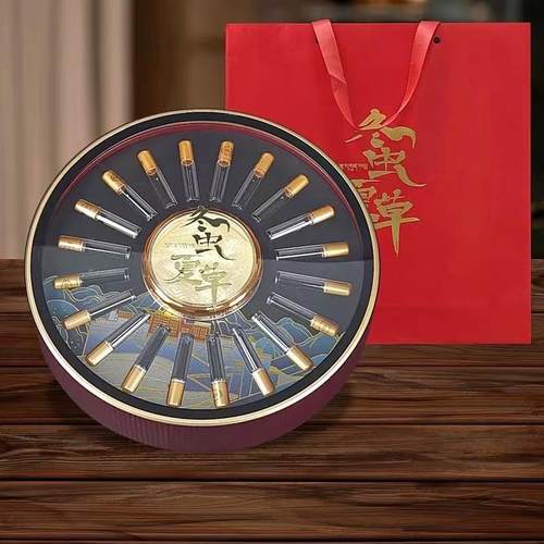 新款布达拉宫图冬虫夏草红色开窗大圆盘礼盒燕窝亚克力内盒通用盒