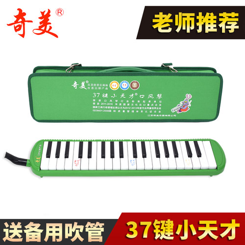 奇美小天才口风琴37键学生用初学者儿童32键小明星才女QM37A绿色 - 封面