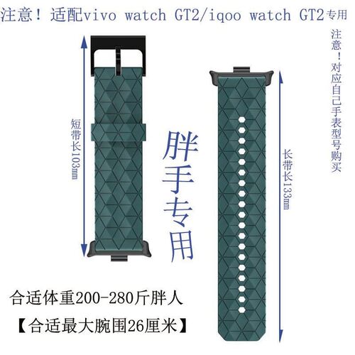 适配智能手表型号vivo/iQOO Watch GT2/GT替换硅胶加长带大码表带