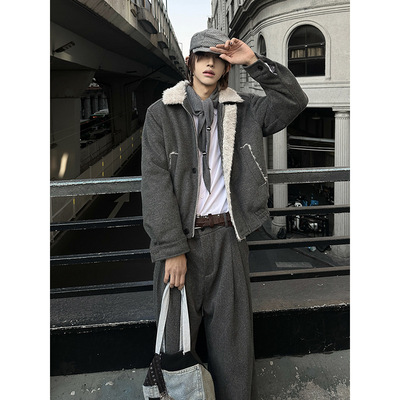 羊羔毛呢棉服空军Bomber外